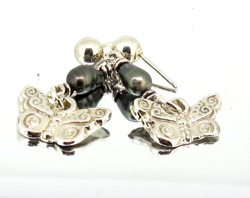 Keshi Black pearl earrings