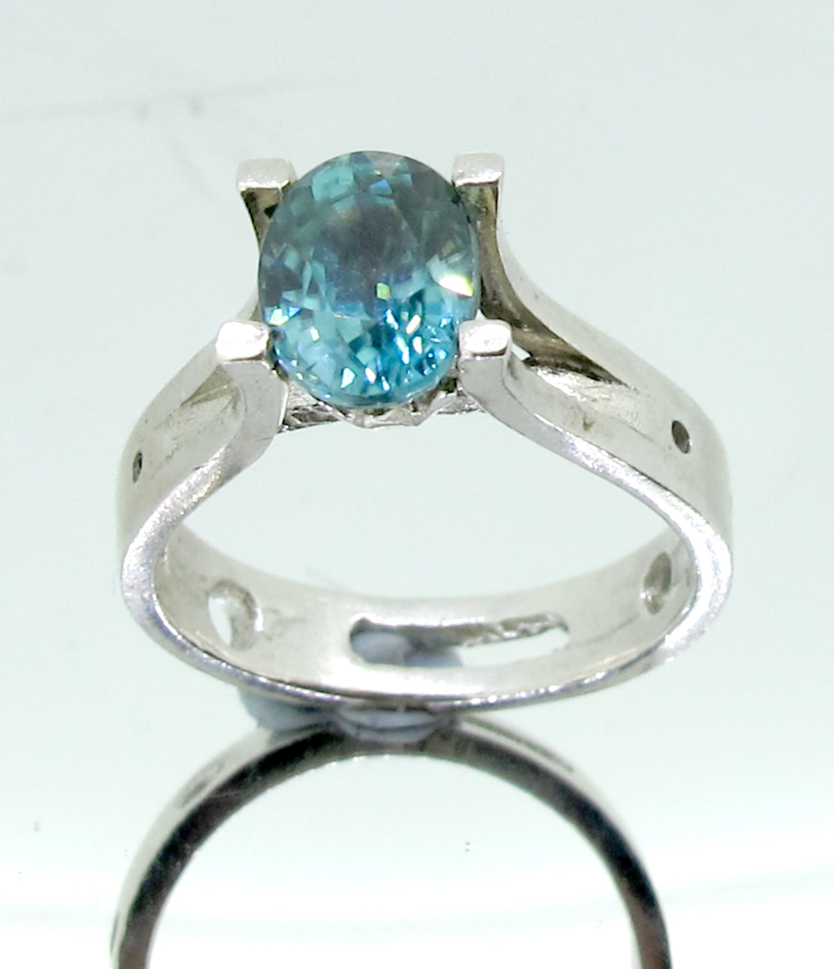 Natural Zircon Ring | Blue Oval